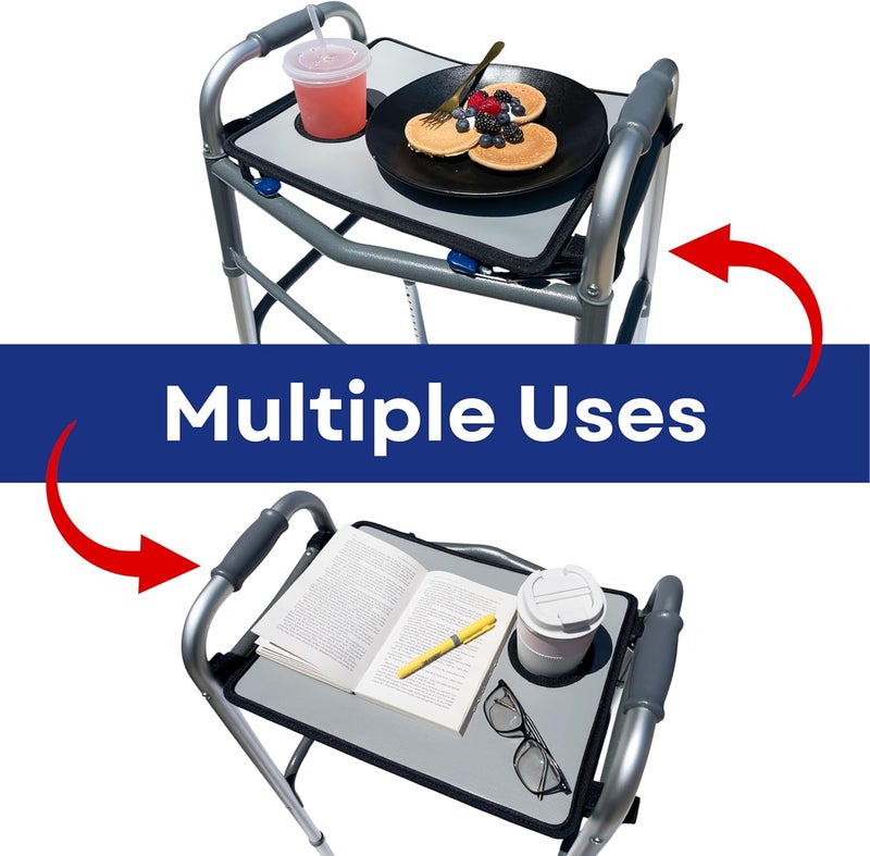 RMS Walker Tray with Cup Holder, fits Most Standard Folding Walker, Mobility Walker Accessories and Medical Table for Seniors or Individuals with Disability - Image 4